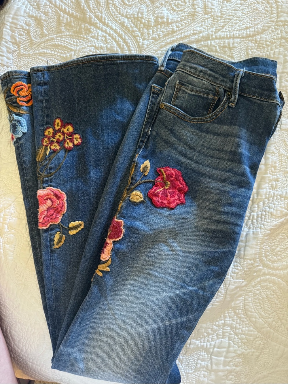 DRIFTWOOD ISABEL FLARE FLUTTER EMBROIDERED JEANS